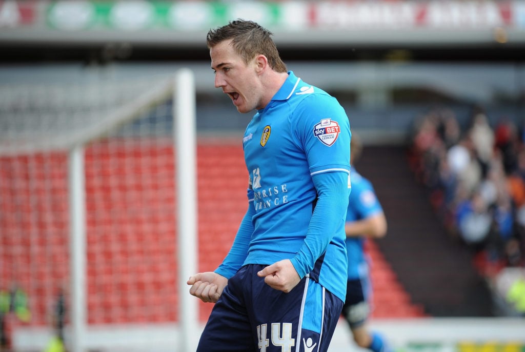 Ross McCormack celebrates a goal during Barnsley v Leeds United - Sky Bet Championship 2014