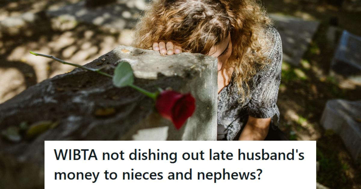 Woman grieving at her late husband's gravesite