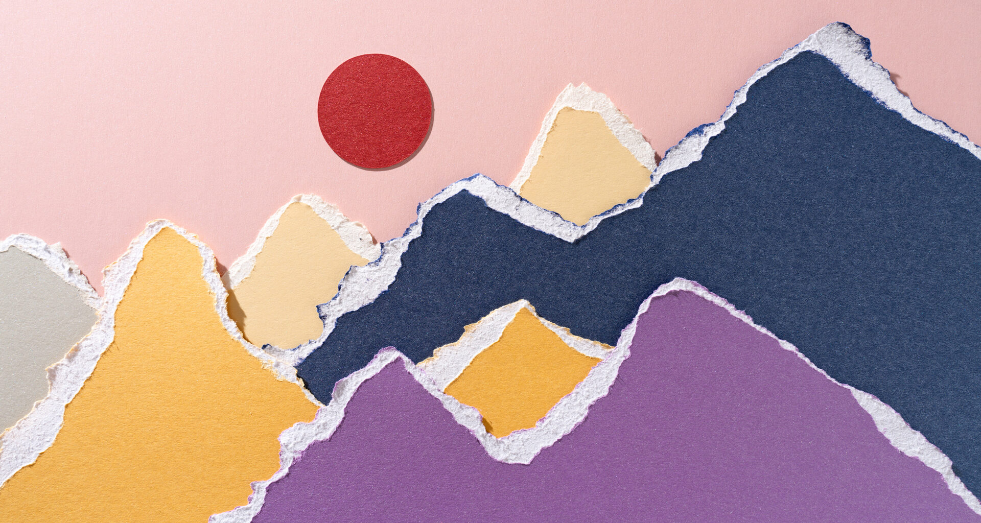 collage of a sun over a mountain