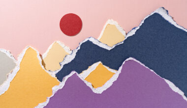 collage of a sun over a mountain