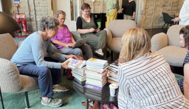 Women discussing books at the Book Festival