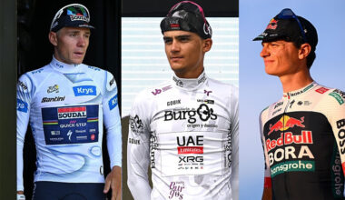 Among the next generation of Grand Tour's top riders are (L to R) Remco Evenepoel, Isaac del. Toro and Giulio Pellizzari