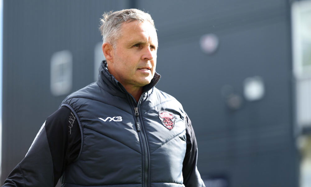St Helens v Salford Red Devils teams as Paul Rowley looks on