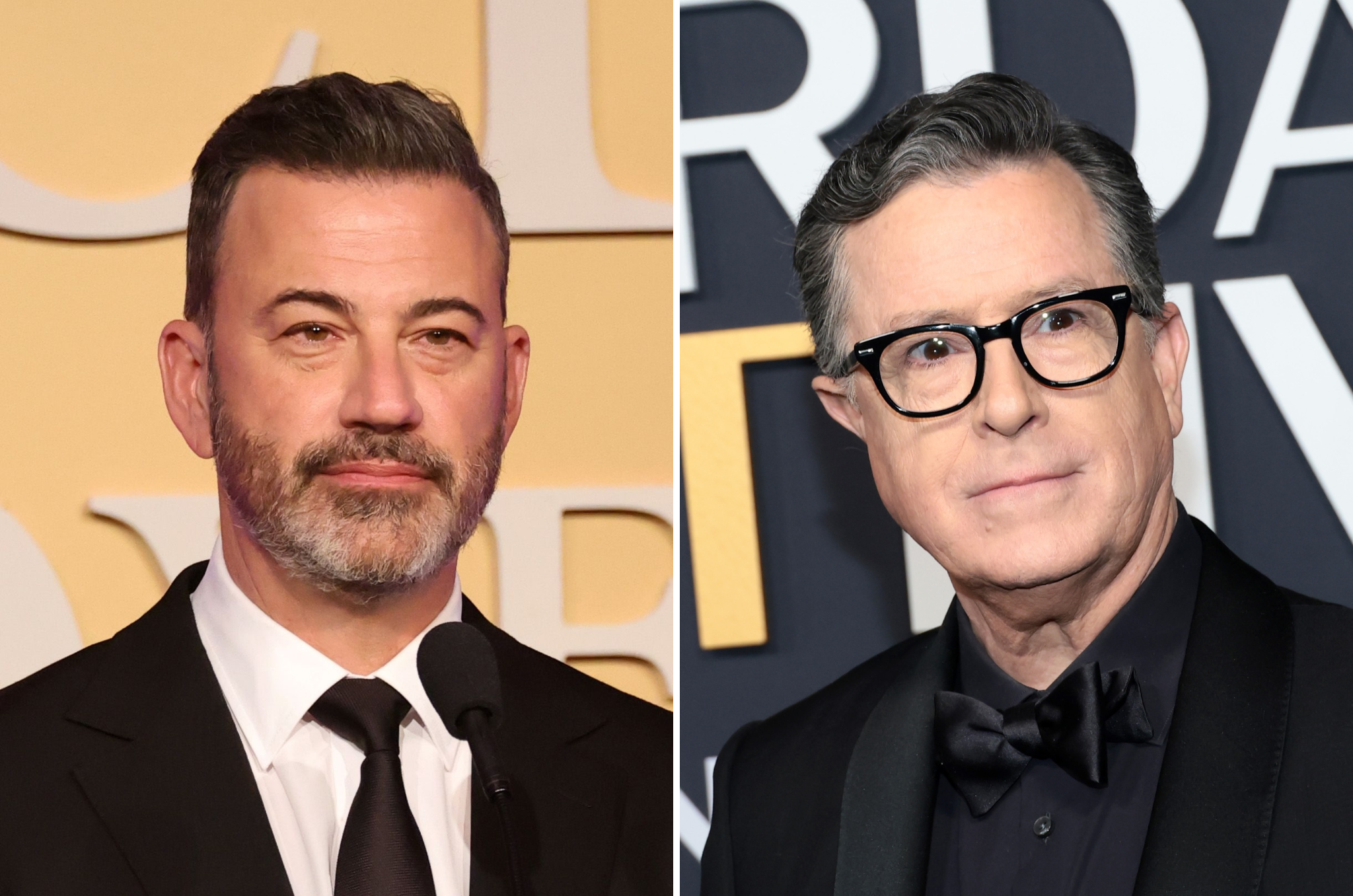 Jimmy Kimmel (left) defended Stephen Colbert (right) from 'nonsensical' reports that claimed his late night show lost CBS $40 million annually