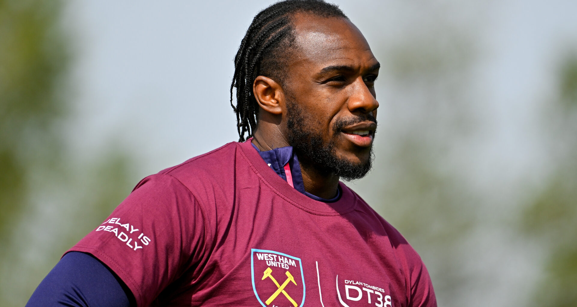 Michail Antonio in training with former club West Ham