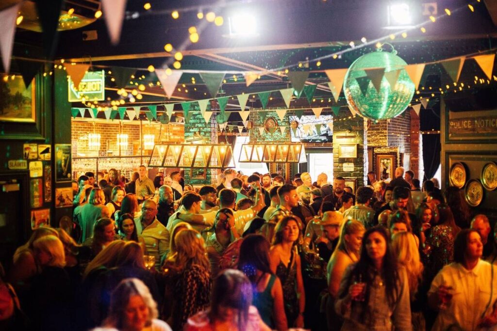 A crowded Irish bar, Katie O'Brien's