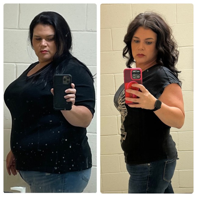 Laci, Simple App user, in a before and after image of her body