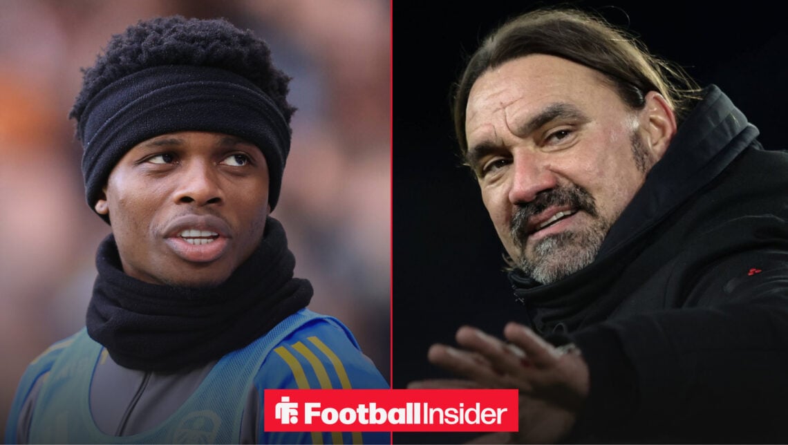 Largie Ramazani in Leeds training gear next to boss Daniel Farke