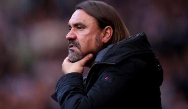 Leeds United boss Daniel Farke looks on during a game