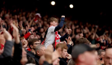 Liverpool fans support their team at Anfield