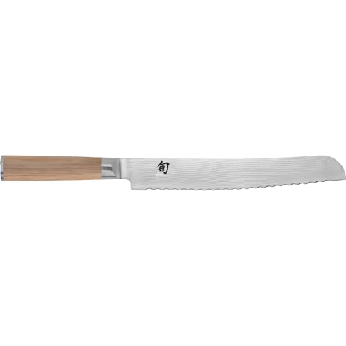 Shun Classic Blonde 9" Bread Knife, Handcrafted Japanese Serrated Knife, Vg-Max Core With Damascus Stainless Steel Cladding, Pakkawood Handle, Slicing Tool for Professional and Home Chefs