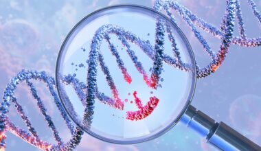 an illustration of a DNA double helix under a magnifying glass