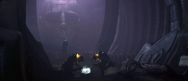 PROMETHEUS, from left: Michael Fassbender (background), Noomi Rapace, Kate Dickie, 2012. TM & copyright ©20th Century Fox Film Corp. All rights reserved/courtesy Everett Collection