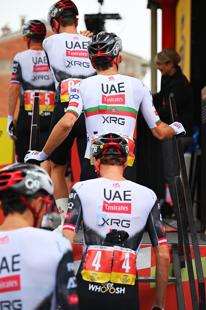 OLOT, SPAIN - AUGUST 28: Ivo Oliveira of Portugal and UAE Team Emirates - XRG prior to the La Vuelta - 80th Tour of Spain 2025, Stage 6 a 170.3km stage from Olot to Pal - Andorra 1900m / #UCIWT / on August 28, 2025 in Olot, Spain. (Photo by Tim de Waele/Getty Images)