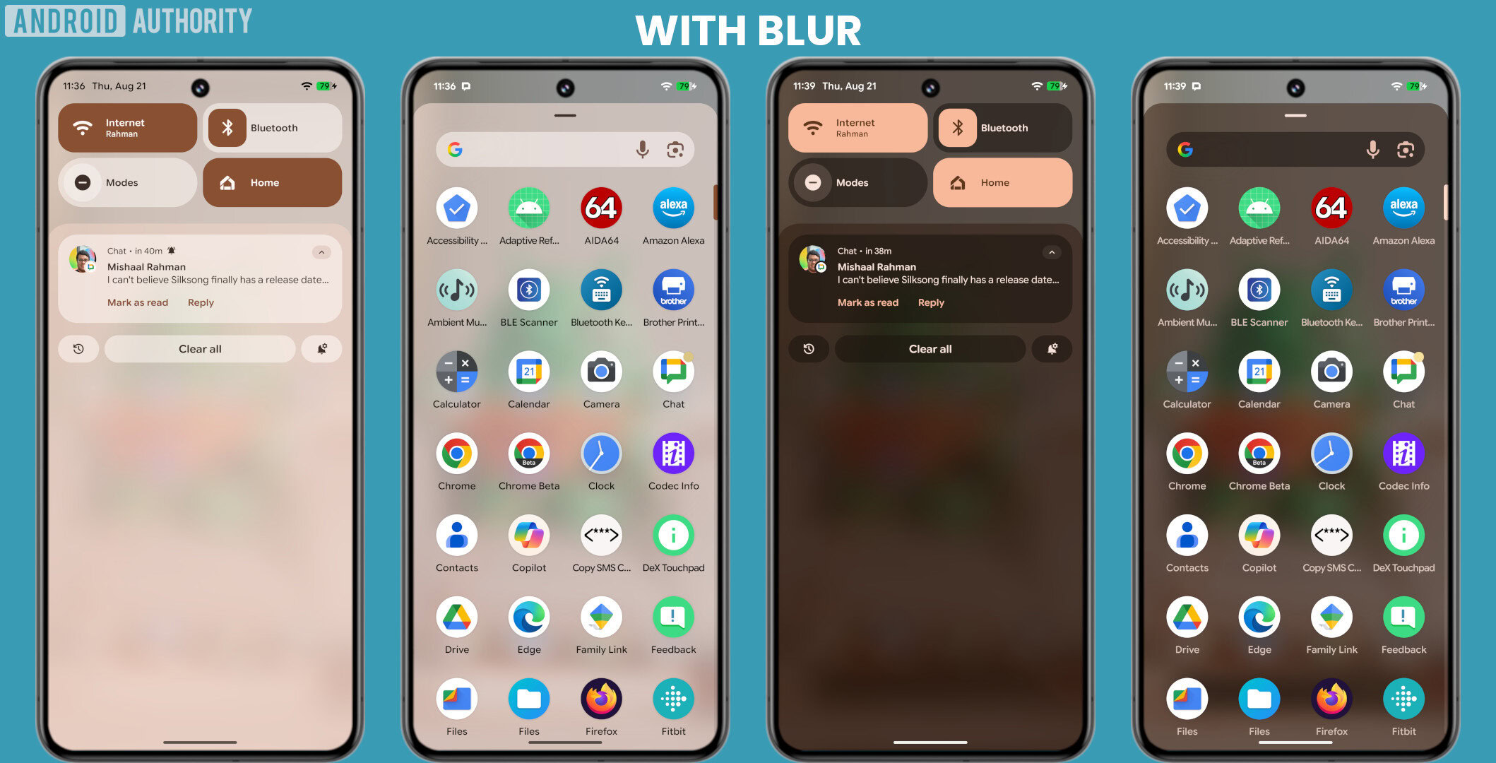 Material 3 Expressive UI on Pixels with background blur