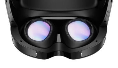 The image shows a view of a VR headset’s lenses.