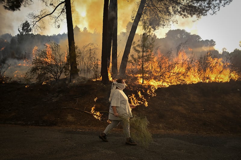 An area near the village of Larouco, in the province of Ourense, northwestern Spain, on Wednesday. Photograph: Miguel Riopa/Getty Images     
