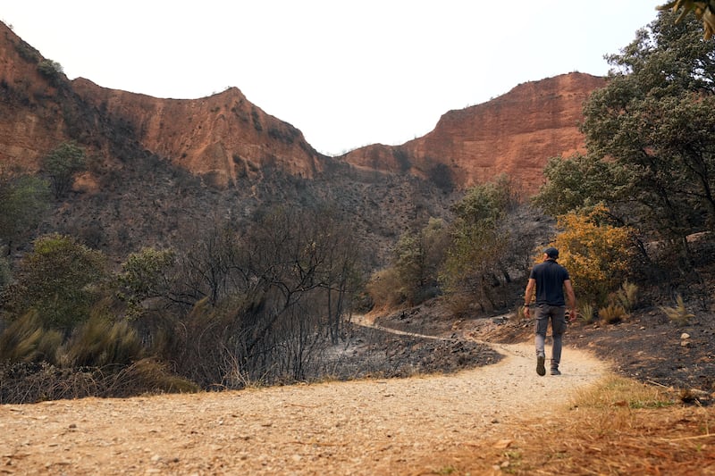 A burned area in the Roman-era mining site of Las Medulas. Photograph: Cesar Manso/AFP via Getty Images         