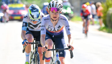 CHAMBERY, FRANCE - AUGUST 01: (L-R) Mareille Meijering of Netherlands and Team Movistar and stage winner Maeva Squiban of France and UAE Team ADQ attack in the breakaway during the 4th Tour de France Femmes 2025, Stage 7 a 159.7km stage from Bourg-en-Bresse to Chambery / #UCIWWT / on August 01, 2025 in Bourg-en-Bresse, France. (Photo by Tim de Waele/Getty Images)