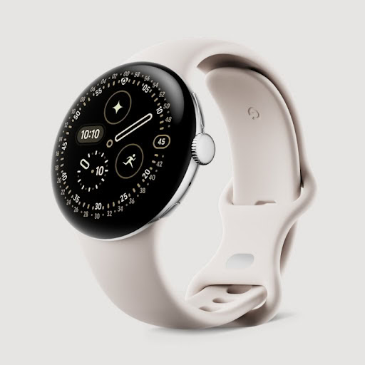 Pixel Watch 4 41mm with Polished Silver Aluminum case and Porcelain Active Band