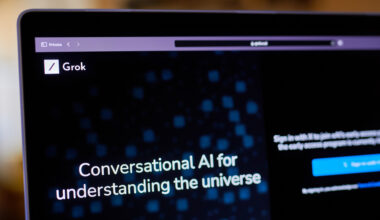 The Grok website on a laptop computer arranged in New York, US, on Wednesday, Nov. 8, 2023. Elon Musk revealed his own artificial intelligence bot, dubbed Grok, claiming the prototype is already superior to ChatGPT 3.5 across several benchmarks.