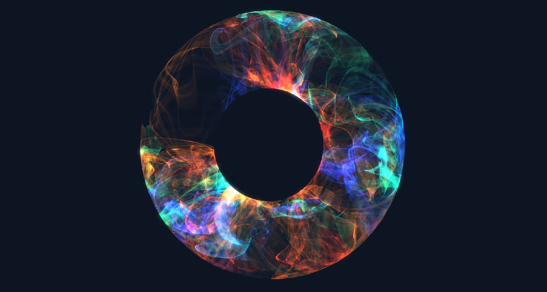 an illustration of a donut shape filled with rainbow swirls