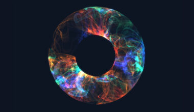 an illustration of a donut shape filled with rainbow swirls