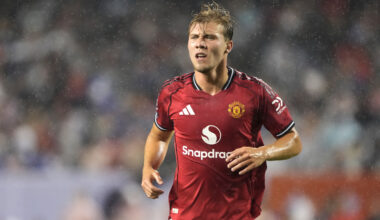 CHICAGO, ILLINOIS - JULY 30: Rasmus Hojlund of Manchester United reacts during the Premier League Summer Series match between Manchester United and AFC Bournemouth at Soldier Field on July 30, 2025 in Chicago, Illinois. (Photo by Patrick McDermott/Getty Images)