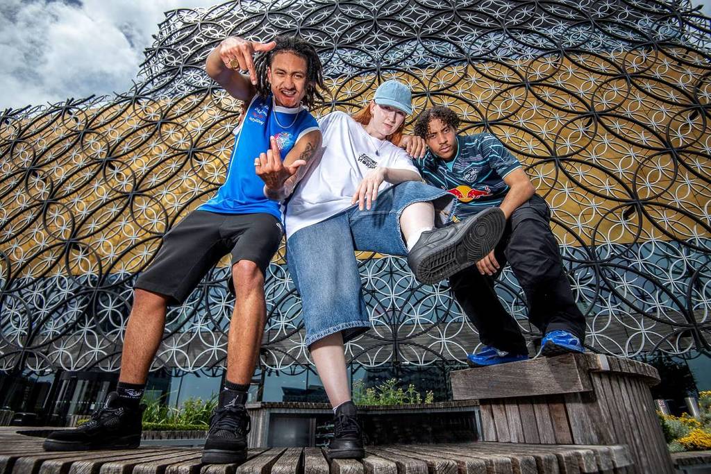 Red Bull Dance Your Style competitors in front of Library of Birmingham