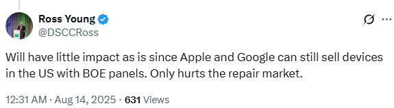 Ross Young BOE US ban Google and Apple