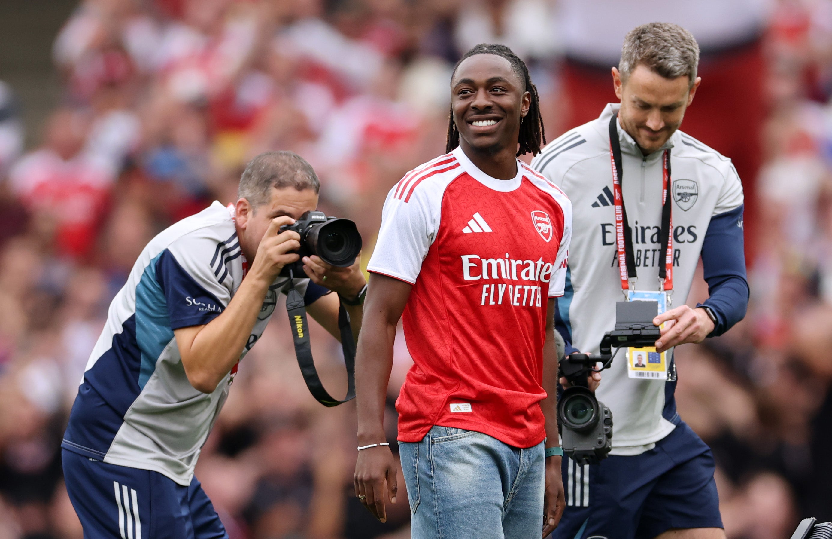 Eberechi Eze was unveiled to the Arsenal fans prior to kick-off