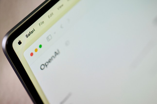 OpenAI on the Apple Safari app on a laptop arranged in Germantown, New York, US, on Wednesday, May 7, 2025. Apple Inc. is 