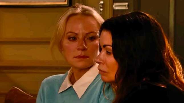 Lisa looking at Carla in Coronation Street