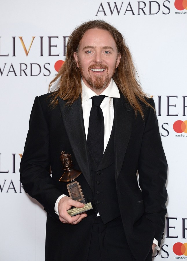 LONDON, ENGLAND - APRIL 09: Tim Minchin with his award for 'Best New Musical' in the winners room at The Olivier Awards 2017 at Royal Albert Hall on April 9, 2017 in London, England. (Photo by Eamonn M. McCormack/Getty Images)