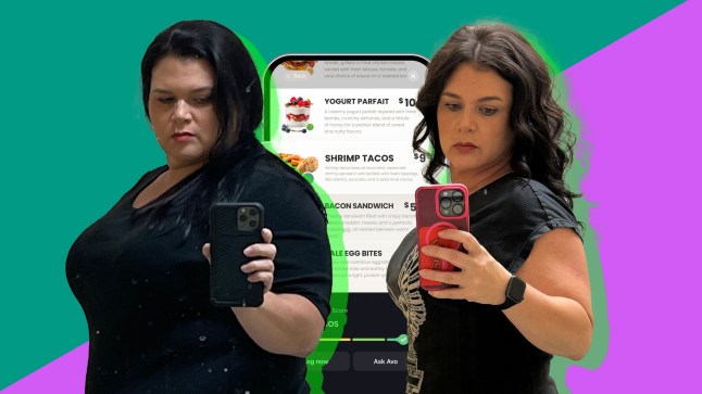Woman poses in front of Simple App on mobiel device