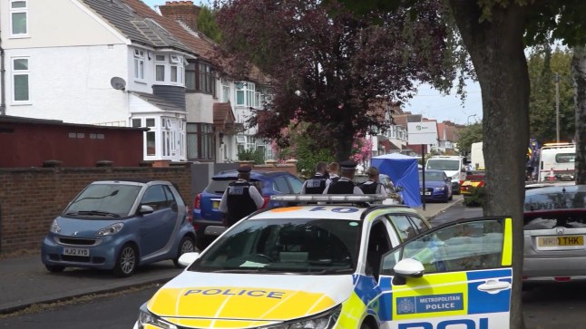 The scene in Monks Park, Wembley, north-west London, following a stabbing incident. Two people have been arrested in the murder investigation after witnesses said a local ice cream seller was stabbed eight times. The Metropolitan Police said officers were called to reports of a stabbing in Monks Park, Wembley, at around 6.10pm on Tuesday. A 38-year-old man was treated for stab wounds by the London Ambulance Service but died at the scene. Picture date: Wednesday August 20, 2025. PA Photo. Photo credit should read: PA Video/PA Wire