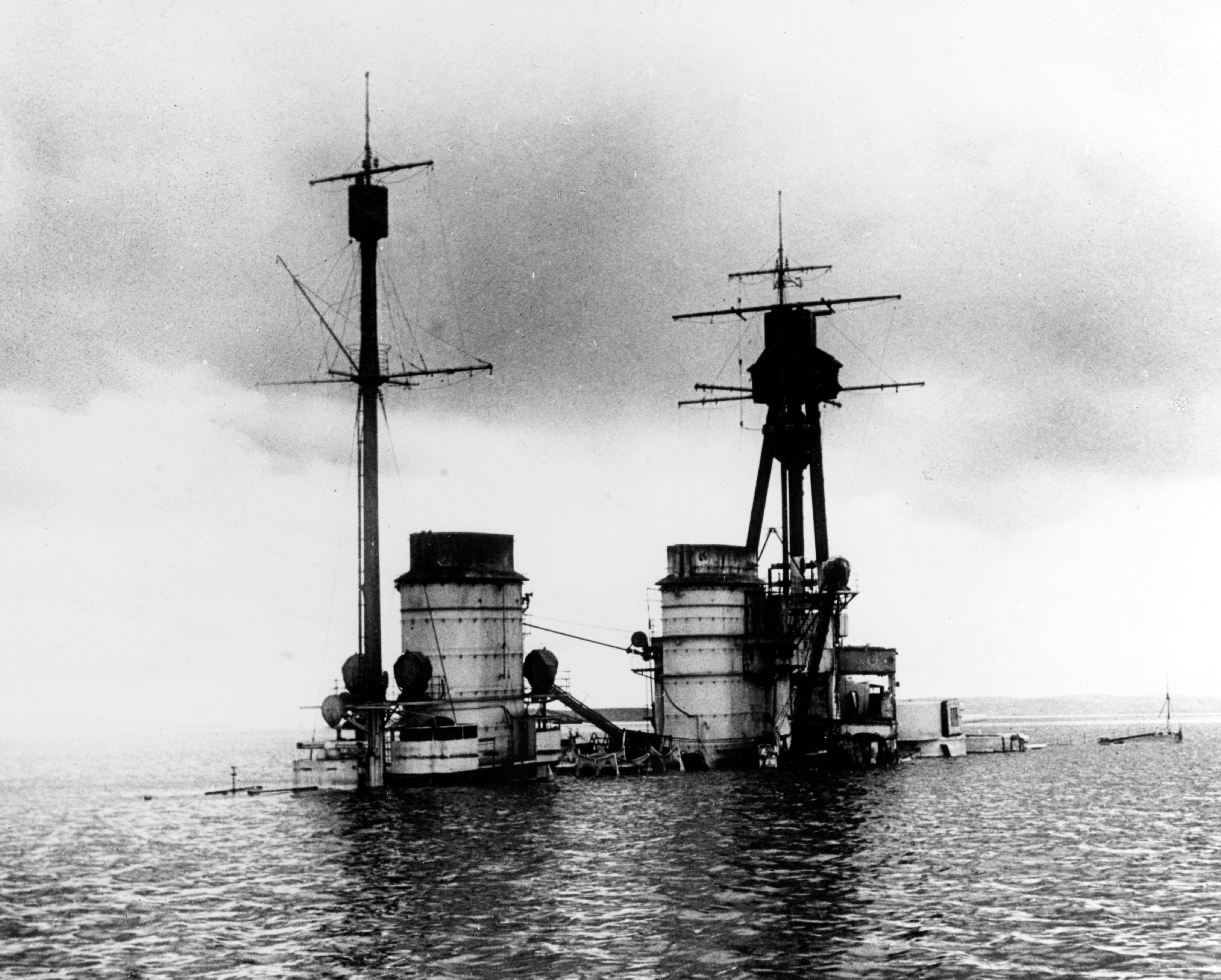 SMS Hindenburg after being scuttled in 1919 – one of 52 German warships purposefully sunk after the First World War