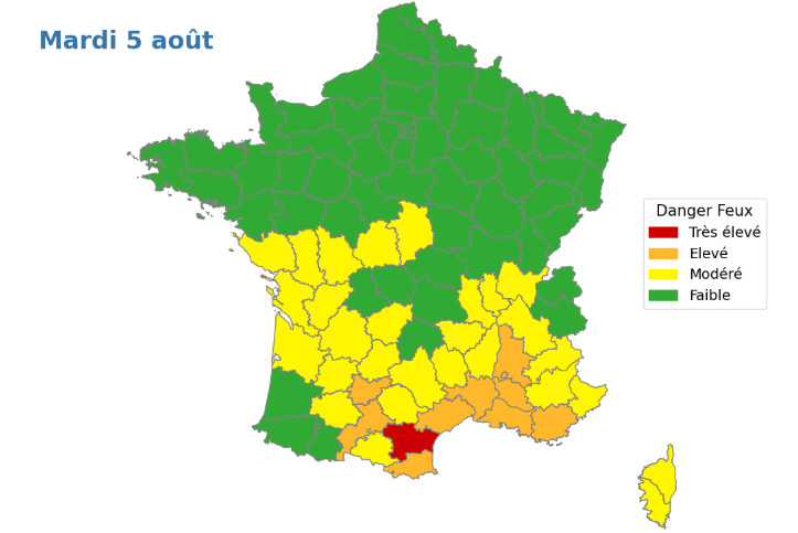 Map showing southern France in orange with the departement of Aude in red