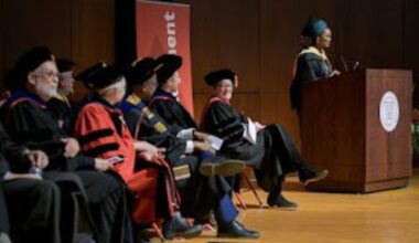 Ijeoma Obiedelu, 2025 MPS Global Development Graduation Class Speaker, delivering a powerful commencement speech at Cornell University May 2025, Ithaca, New York, USA.