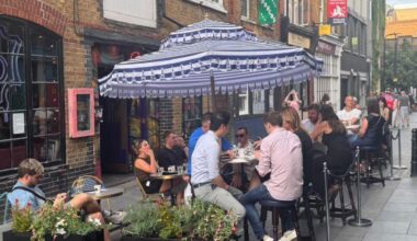 Sadiq Khan's al fresco dining scheme launches in Shoreditch - but will showers spoil the party?