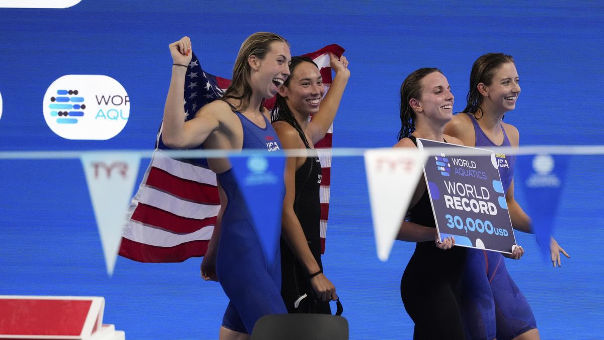 World Aquatics Championships: United States sets world record in women’s 4x100 medley relay