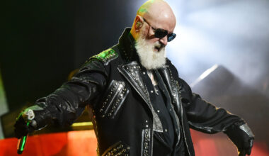 Rob Halford performing with Judas Priest onstage in 2025