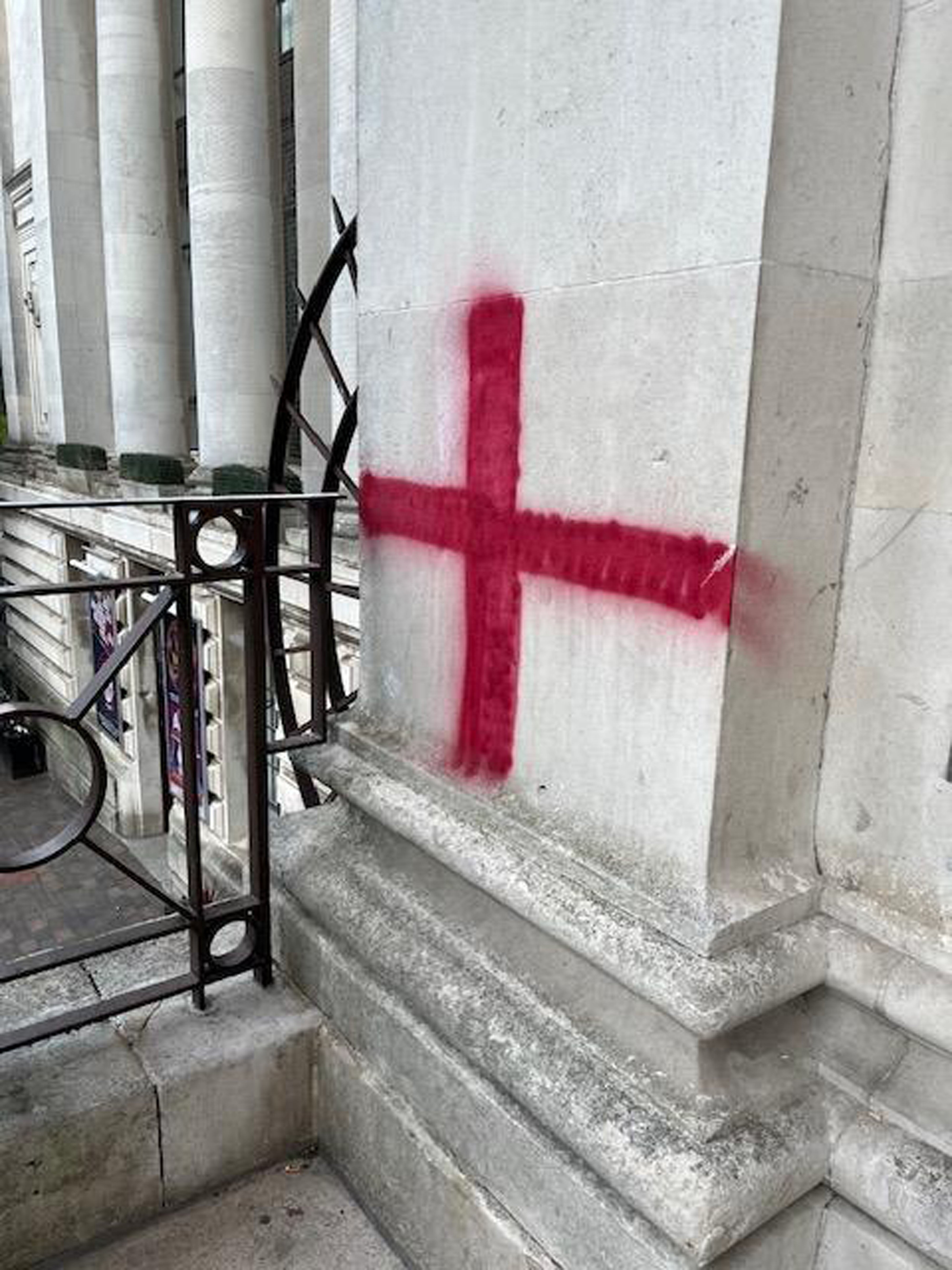 The Portsmouth City Council is removing the St George’s Cross that was painted on its facade this week