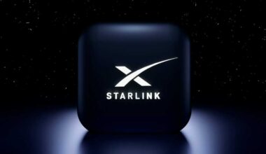 Starlink internet logo on outer space background