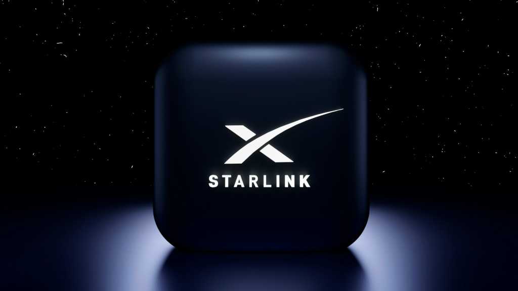 Starlink internet logo on outer space background