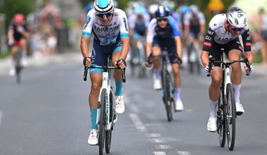 BUKOWINA TATRZANSKA, POLAND - AUGUST 09: (L-R) Antonio Tiberi of Italy and Team Bahrain - Victorious and Brandon McNulty of The United States and UAE Team Emirates - XRG attack during the 82nd Tour de Pologne 2025, Stage 6 a 147.5km stage from Bukowina Resort to Bukowina Tatrzanska 943m / #UCIWT / on August 09, 2025 in Bukowina Tatrzanska, Poland. (Photo by Luc Claessen/Getty Images)