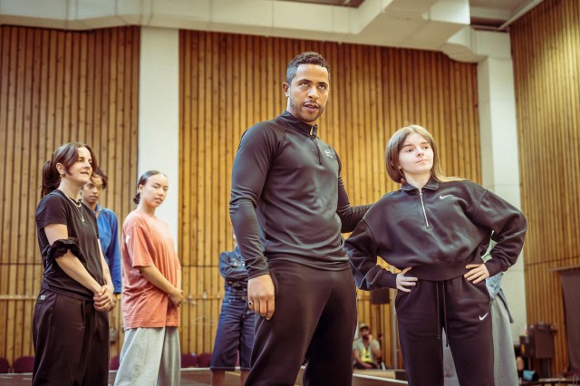 The Company of Bacchae in rehearsals at the National Theatre. Photographer Marc Brenner 07921