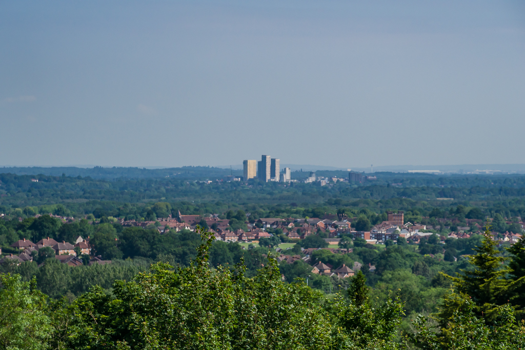 An aerial shot towards Woking town inSurrey