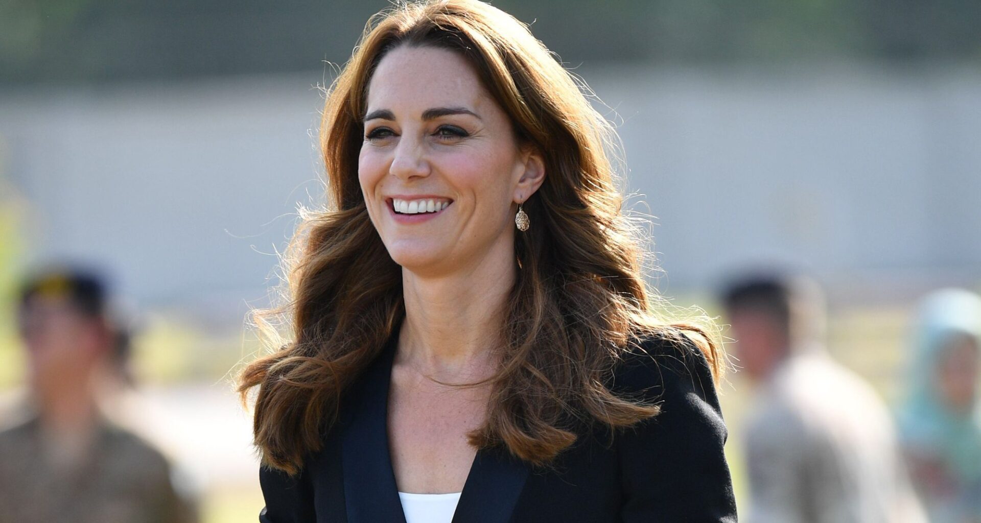 Catherine, Princess of Wales smiles as she visits an Army Canine Centre in Pakistan on October 18, 2019