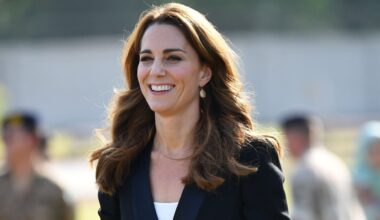 Catherine, Princess of Wales smiles as she visits an Army Canine Centre in Pakistan on October 18, 2019